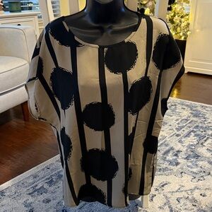SHEIN Black and Tan Graphic Blouse